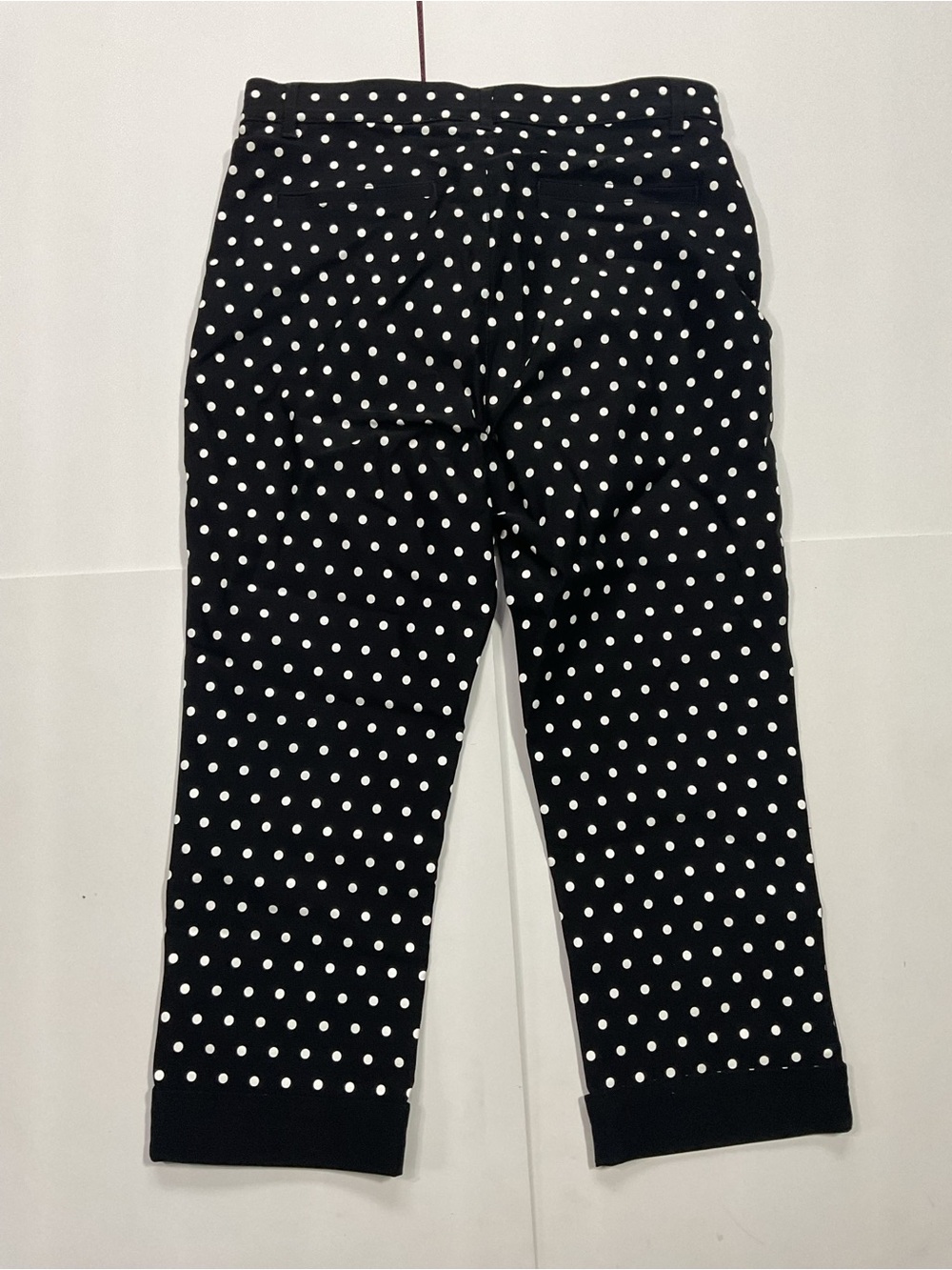 Simon Chang Black & White Polka Dot Cropped Capri Pants Retro Y2K Geometric